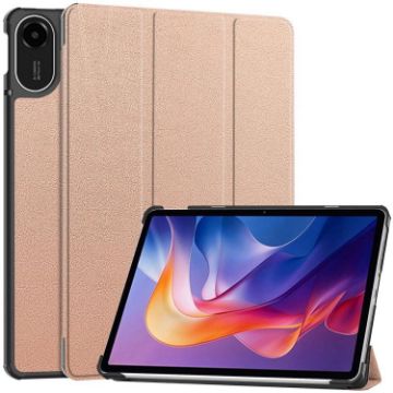 Xiaomi Redmi Pad 2 Rose Gold Leather Tablet Case - 3-Fold Holder - 1