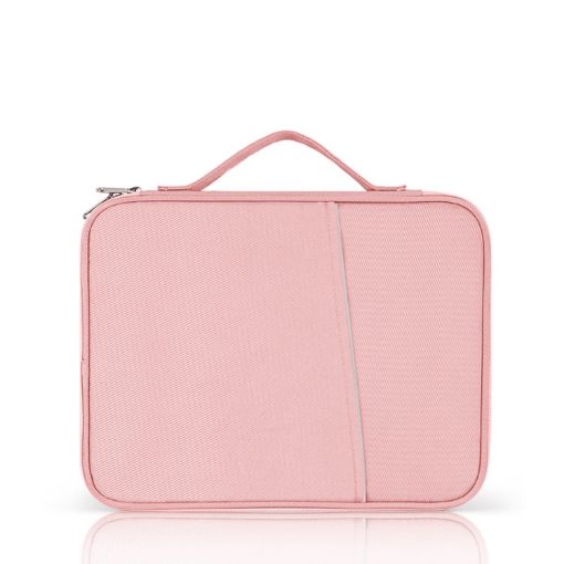 Pink Cloth Texture Leather Bag for 9.7-11 Inch Laptop - Portable Case - 1