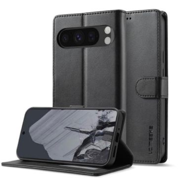 Google Pixel 10 Pro XL LC.IMEEKE Black Leather Flip Case - 1