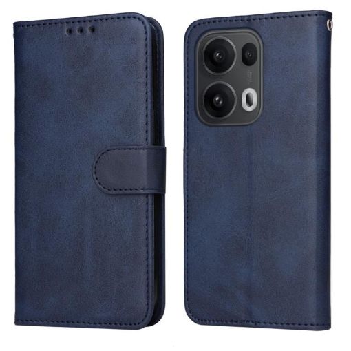 OPPO Reno13 Pro Global Flip Leather Phone Case - Blue Calf Texture - 1