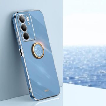 Realme C75 XINLI 6D Electroplate TPU Case with Ring Holder - Celestial Blue - 1