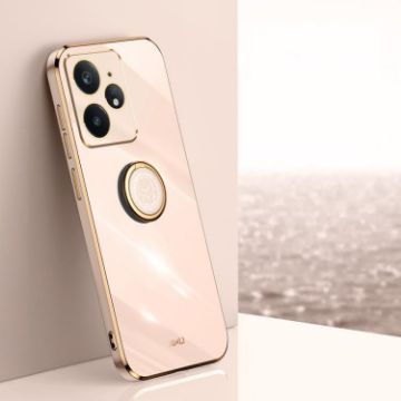 Realme Neo7 SE XINLI 6D Electroplate TPU Case with Ring Holder - Pink - 1