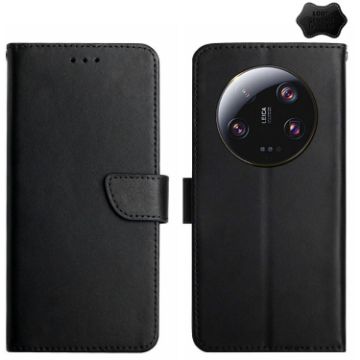 Xiaomi 14 Ultra Black Genuine Leather Flip Case - Fingerprint-proof - 1