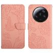 Xiaomi 14 Ultra Pink Butterfly Embossed Flip Leather Phone Case - 1
