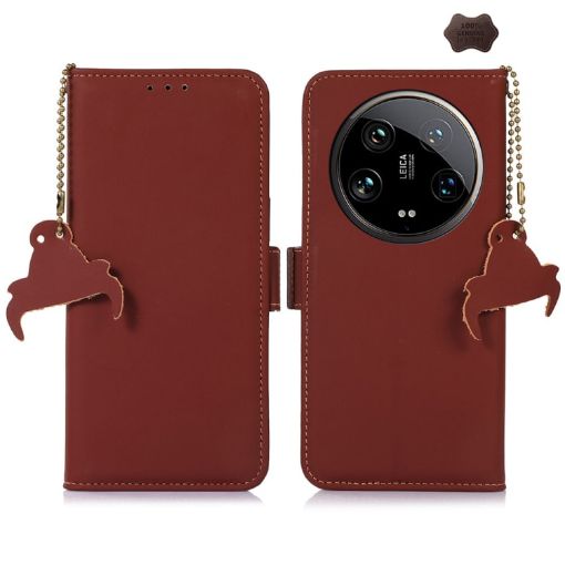 Xiaomi 14 Ultra Genuine Leather RFID Phone Case - Coffee - 1