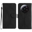 Xiaomi 14 Ultra Black Embossed Leather Phone Case - Stitching Design - 1