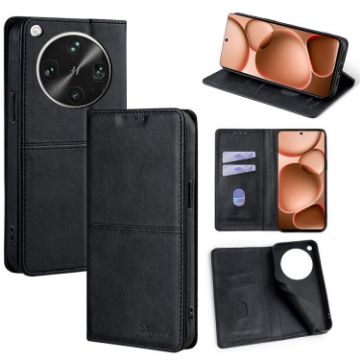 OPPO Find X8 Ultra 5G Black Cow Texture Magnetic Leather Phone Case - 1