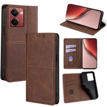 Realme P3 Ultra 5G Dark Brown Cow Texture Magnetic Leather Case - 1
