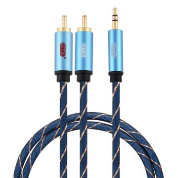 EMK 3.5mm to 2 RCA Gold Plated Audio Cable 1m Dark Blue - 1