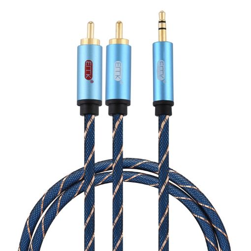 EMK 3.5mm to 2 RCA Gold Plated Audio Cable 1m Dark Blue - 1