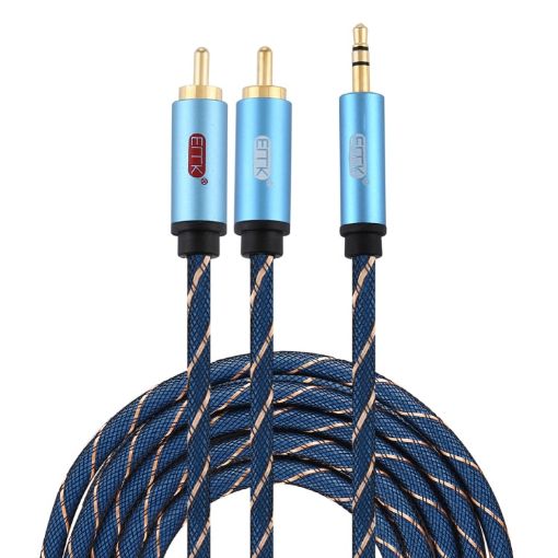 EMK 3.5mm to 2 RCA Gold Plated Audio Cable 3m Dark Blue - 1