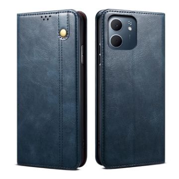 OPPO Reno14 Pro 5G Leather Case - Oil Wax Crazy Horse Texture (Navy Blue) - 1