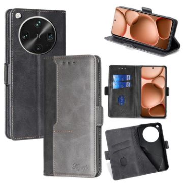 OPPO Find X8 Ultra 5G Leather Phone Case - Black/Grey Contrast Buckle - 1