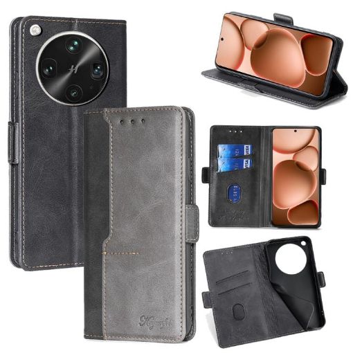 OPPO Find X8 Ultra 5G Leather Phone Case - Black/Grey Contrast Buckle - 1
