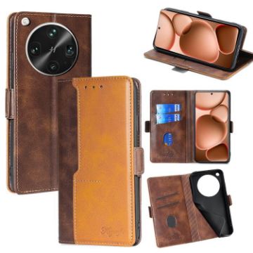 OPPO Find X8 Ultra 5G Leather Phone Case - Dark Brown & Gold - 1