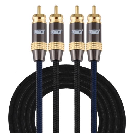 EMK 2m RCA Male to Male Gold Plated Audio Cable for TV/Amplifier/DVD - 1