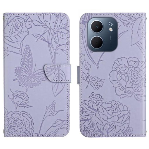 OPPO A5x 4G/5G Global Butterfly Embossed Flip Leather Case - Purple - 1