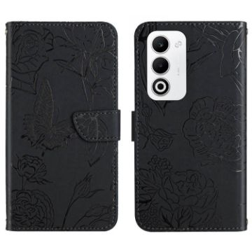 OPPO A5 5G Black Butterfly Embossed Flip Leather Phone Case Global - 1