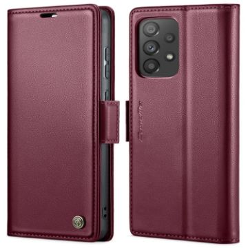Samsung Galaxy A73 5G CaseMe 023 Leather Case, RFID Anti-theft, Wine Red - 1