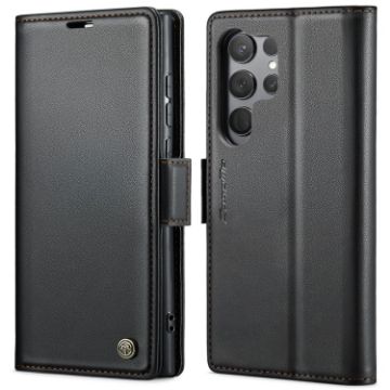 Samsung Galaxy S23 Ultra 5G CaseMe 023 Leather RFID Phone Case (Black) - 1