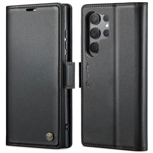 Samsung Galaxy S23 Ultra 5G CaseMe 023 Leather RFID Phone Case (Black) - 1