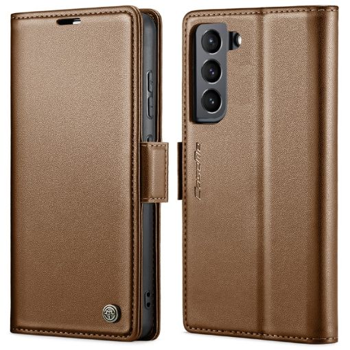 Samsung Galaxy S21+ 5G CaseMe 023 Leather RFID Phone Case (Brown) - 1