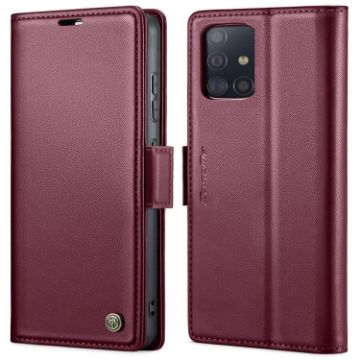 Samsung Galaxy A71 4G CaseMe 023 Leather Phone Case Wine Red RFID - 1