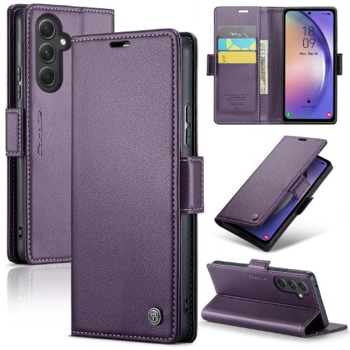 Samsung Galaxy A54 5G CaseMe 023 Butterfly Buckle Leather Case Purple - 1