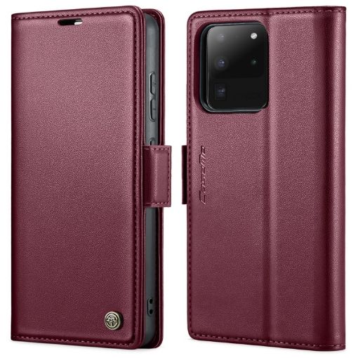 Samsung Galaxy S20 Ultra CaseMe 023 Butterfly Buckle Leather Case (Wine Red) - 1