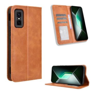 Infinix GT 30 Pro 5G Brown Leather Phone Case with Magnetic Buckle - 1