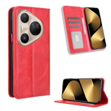 Huawei Pura 80 Pro/Pro+ 5G Red Leather Magnetic Buckle Phone Case - 1