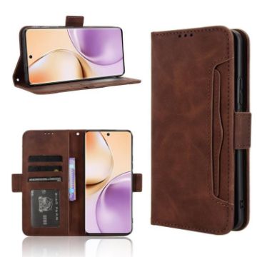 Realme 14 Pro 5G Brown Leather Phone Case with Card Slots - 1