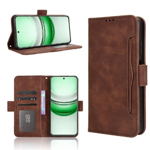 Realme 14x 5G/V70 Brown Leather Phone Case with Card Slots Malaysia - 1