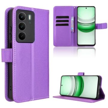 Realme C71 4G Purple Diamond Texture Leather Phone Case - 1