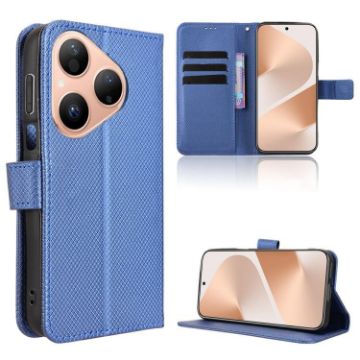 Huawei Pura 80 5G Blue Diamond Texture Leather Phone Case - 1