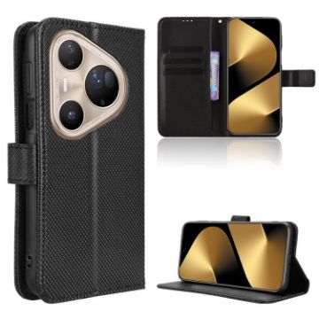Huawei Pura 80 Ultra 5G Black Diamond Texture Leather Phone Case - 1