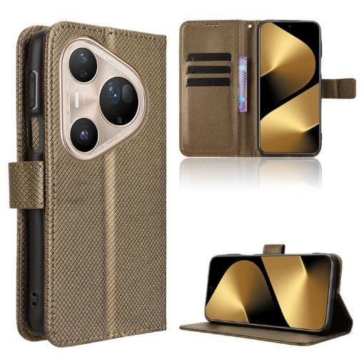 Huawei Pura 80 Ultra 5G Brown Diamond Texture Leather Phone Case - 1
