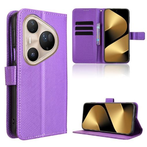 Huawei Pura 80 Ultra 5G Purple Diamond Texture Leather Phone Case - 1
