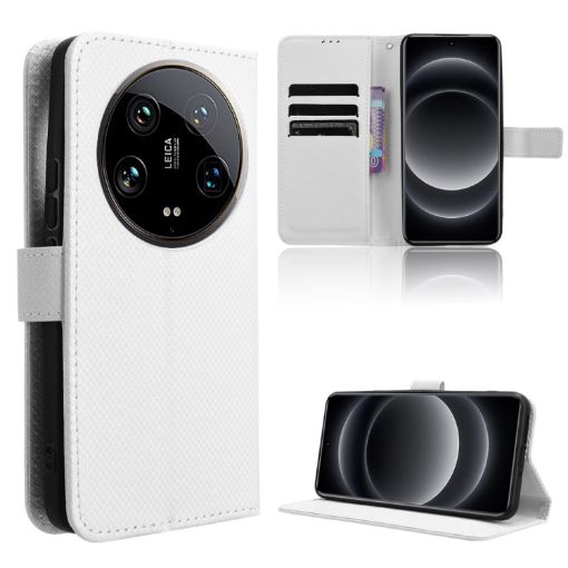 Xiaomi 14 Ultra White Diamond Texture Leather Phone Case - 1