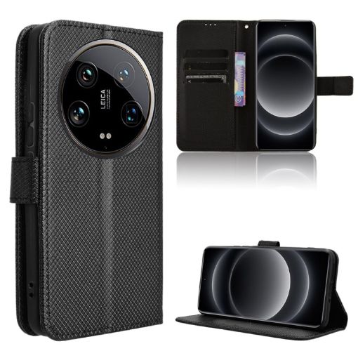 Xiaomi 14 Ultra Black Diamond Texture Leather Phone Case - 1