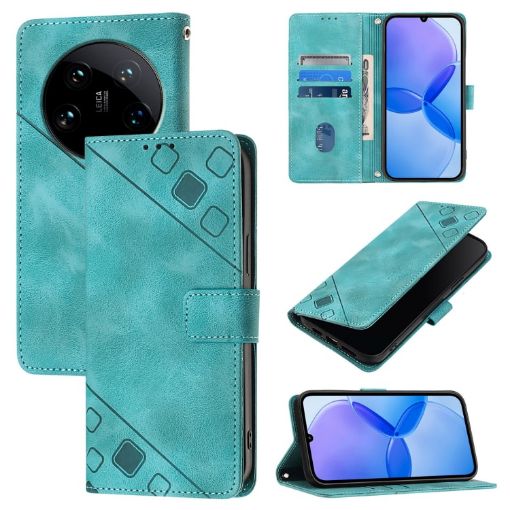 Xiaomi 14 Ultra Green Embossed Leather Phone Case - Skin Feel - 1