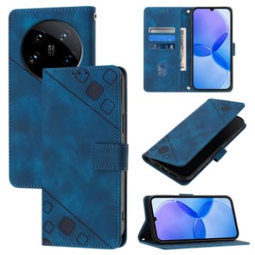 Xiaomi 14 Ultra Blue Embossed Leather Phone Case - Skin Feel - 1
