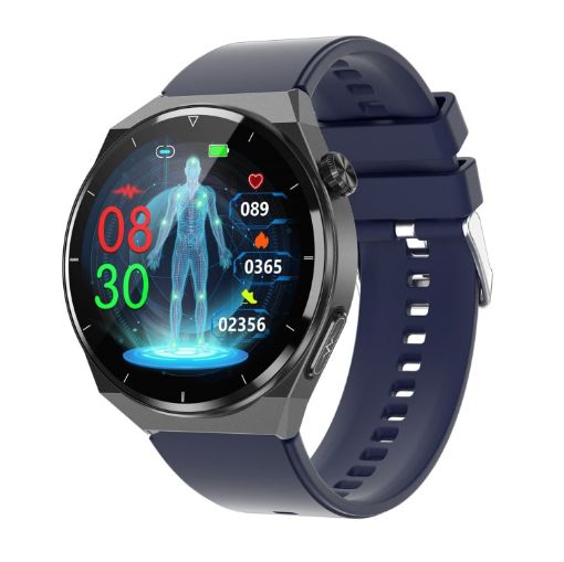 TK20 Smart Watch - 1.39" ECG, Remote Care, Temp Monitor, Blue Silicone Band - 1