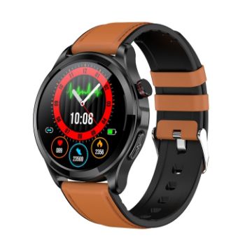TK22 Smart Watch: 1.39" IP67 Waterproof, ECG, Blood Sugar, Leather Band - 1