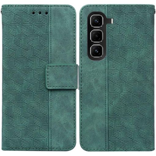 Infinix Hot 50 Pro 4G Green Geometric Embossed Leather Phone Case - 1