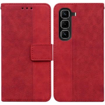 Infinix Hot 50 Pro 4G Red Geometric Embossed Leather Phone Case - 1