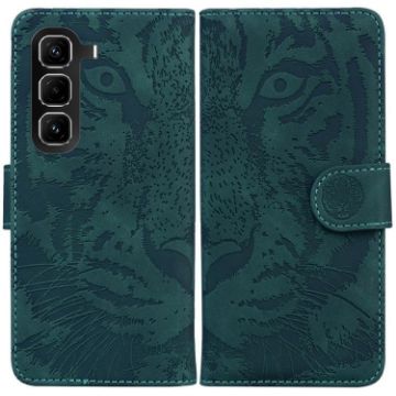Infinix Hot 50 Pro 4G Green Tiger Embossing Flip Leather Case - 1