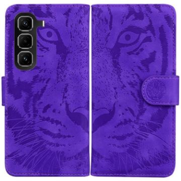 Infinix Hot 50 Pro+ 4G Purple Tiger Embossing Flip Leather Case - 1
