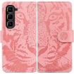 Infinix Hot 50 Pro+ 4G Pink Tiger Embossing Flip Leather Case - 1
