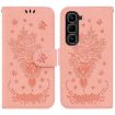 Infinix Hot 50 Pro+ 4G Pink Butterfly Rose Embossed Leather Case - 1